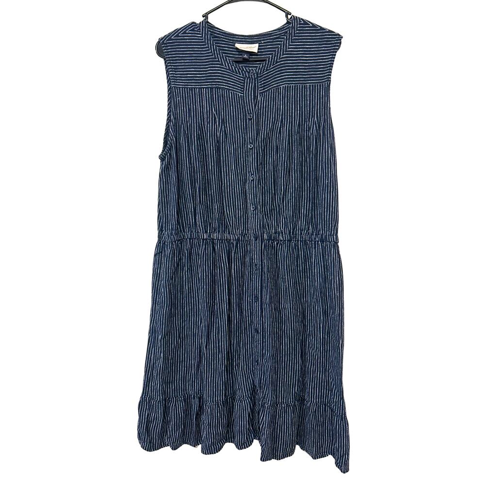 Universal Thread XL Navy White Pinstripe Sleeveless Button Down Shirt Dress